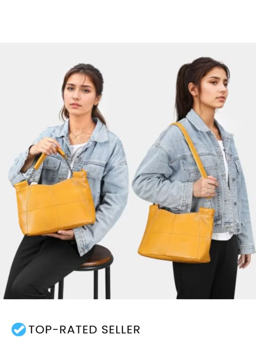 Genuine Leather Hobo Crossbody Satchel Bag Fits 9.7 Inch iPad